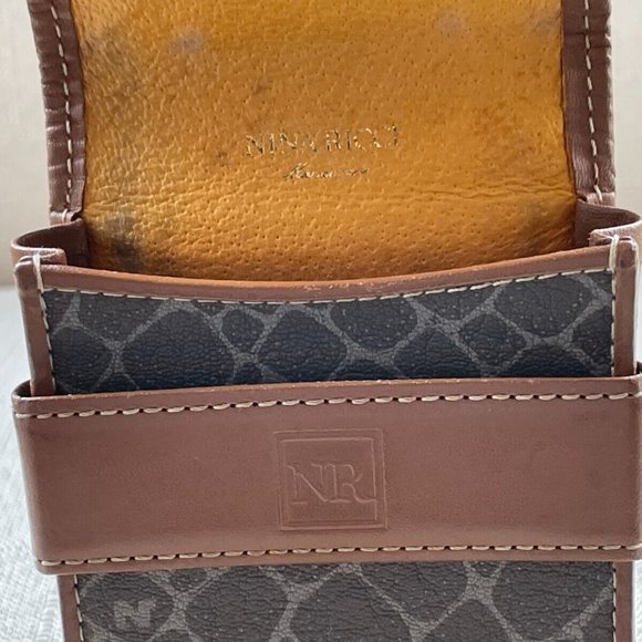 Nina Ricci Vintage Cigarette case/Card case Brown Signature Leather Case - Picture 9 of 12